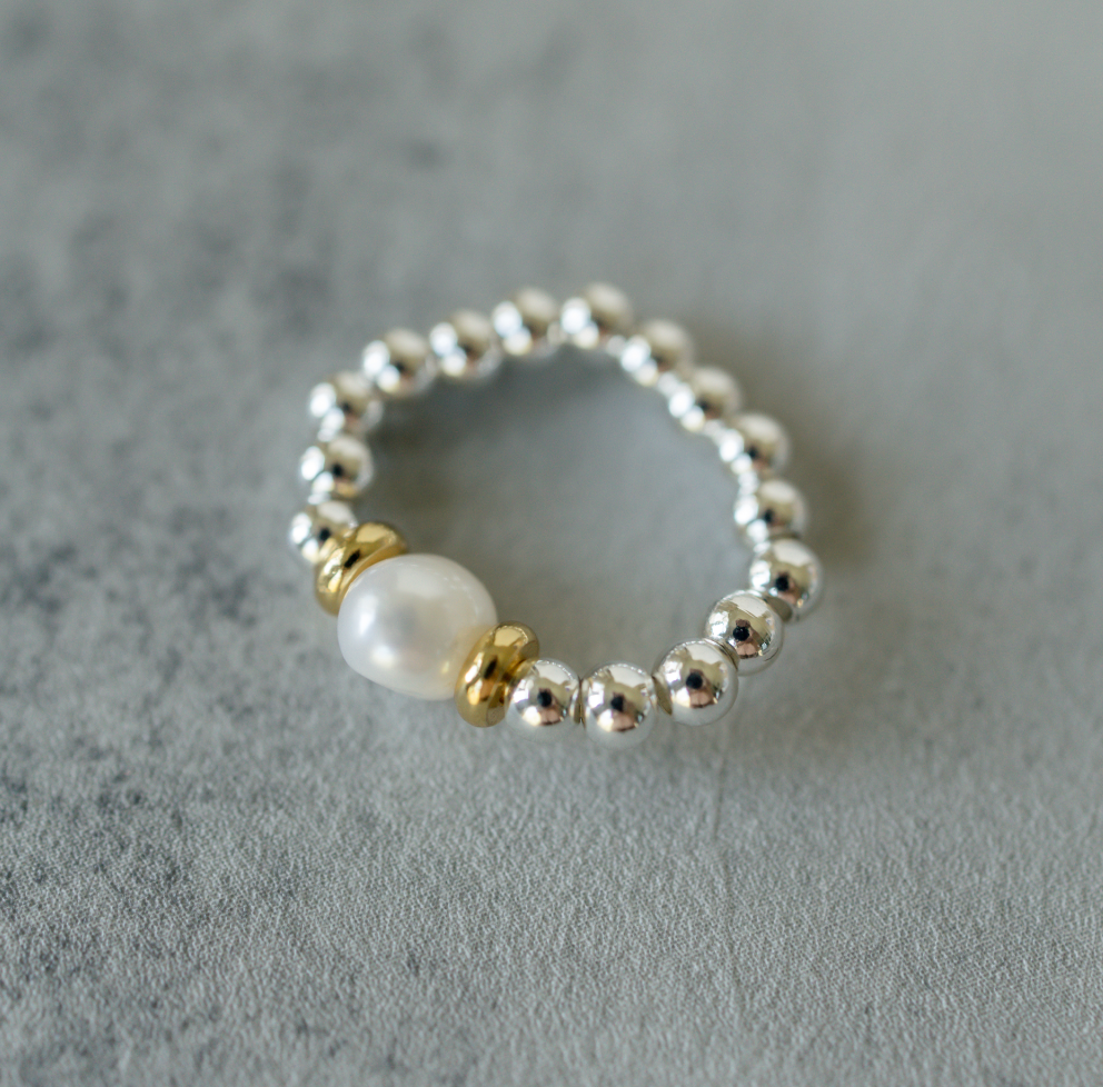 Mixed Metal Pearl Ring