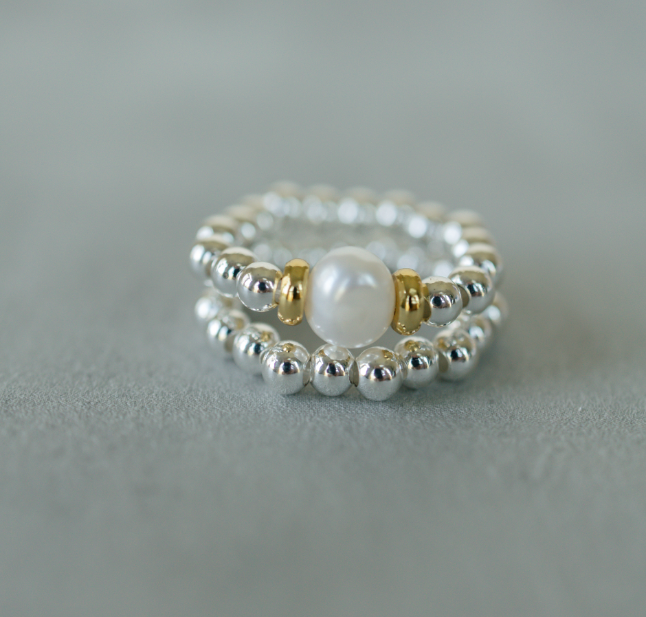 Mixed Metal Pearl Ring