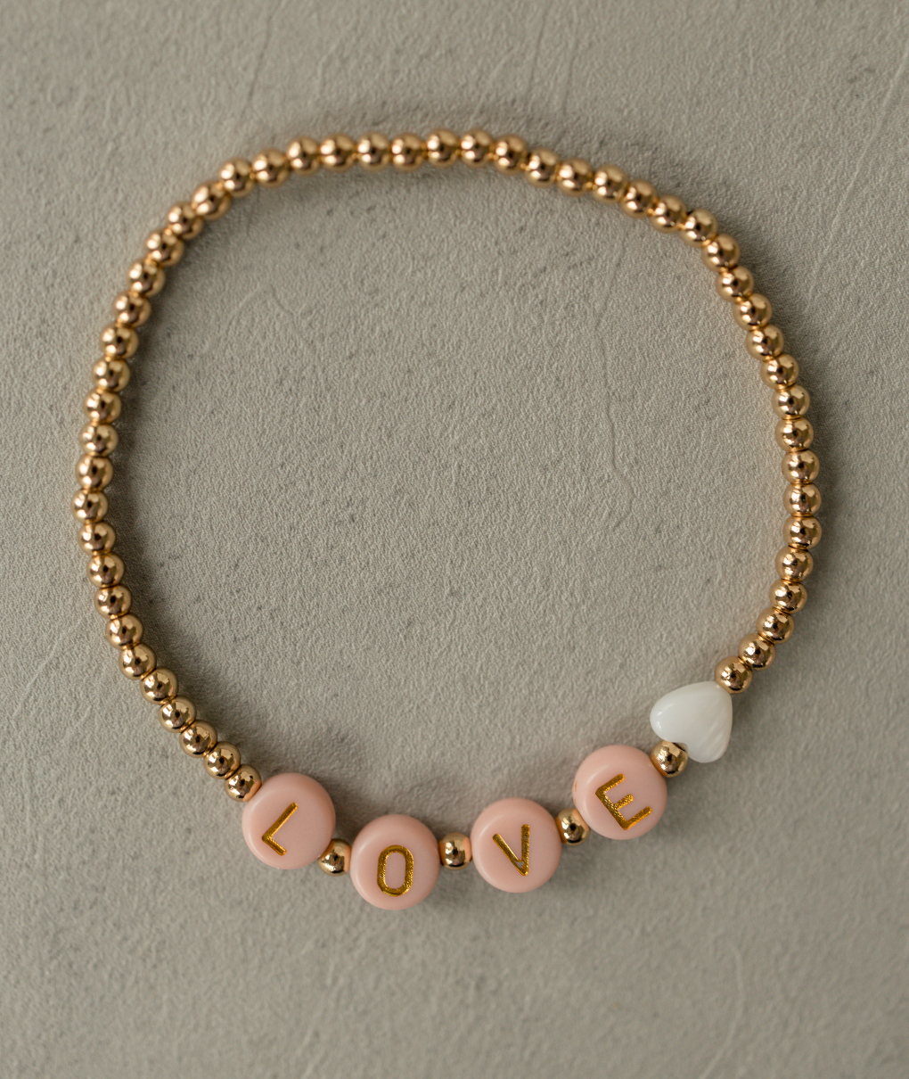 Pink "Love" Beaded Bracelet