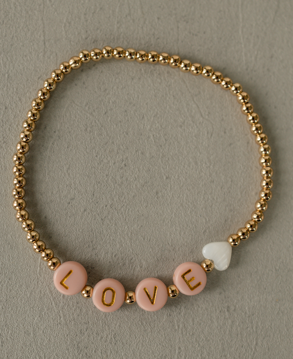 Pink "Love" Beaded Bracelet