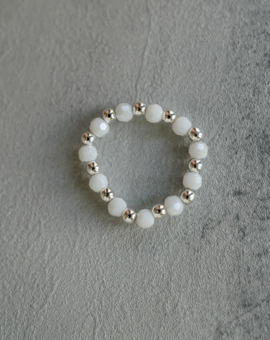 White and Silver Beaded Ring