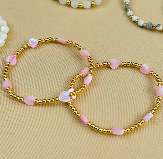 Pink Golden Heart Bracelet